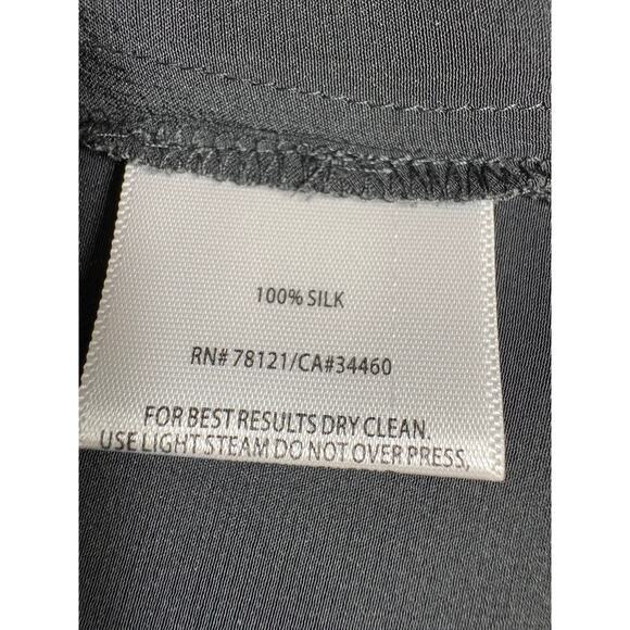 Eileen Fisher Silk Gray Button Down Dress Size S Roll Up Sleeves Front Pockets - Picture 10 of 12